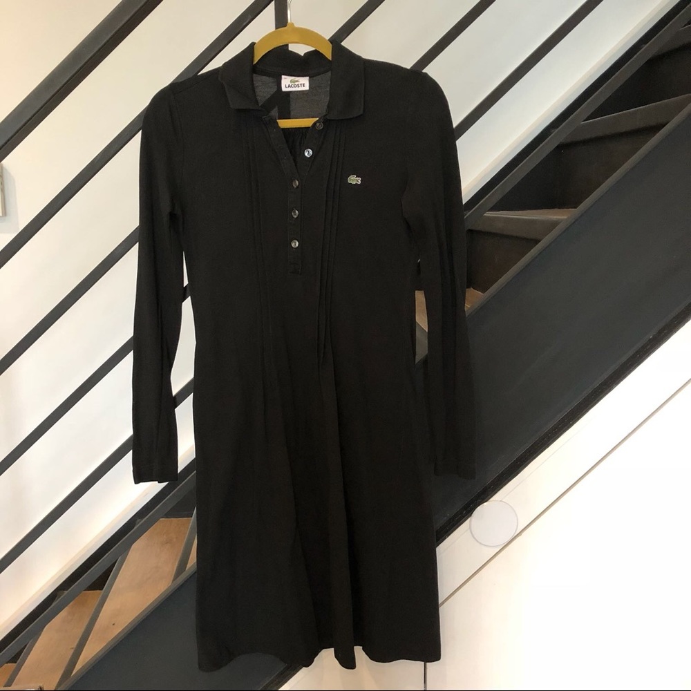 Lacoste Pintucked Long Sleeves Polo Dress - Picture 1 of 5